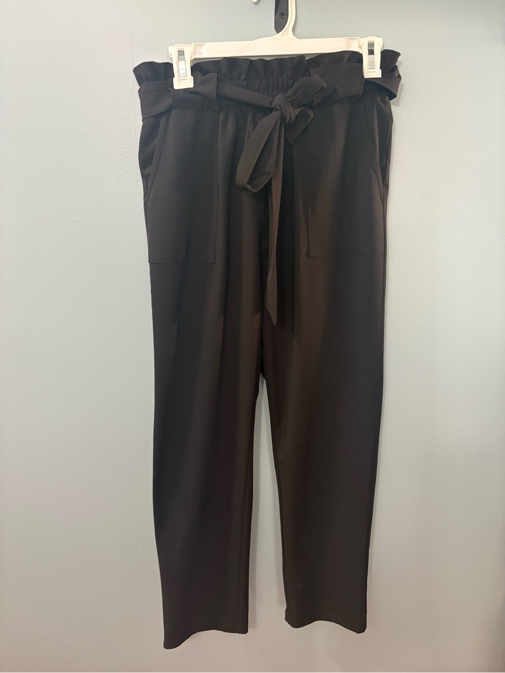 Grace Karin Black Paperbag Waist Trousers with Tie